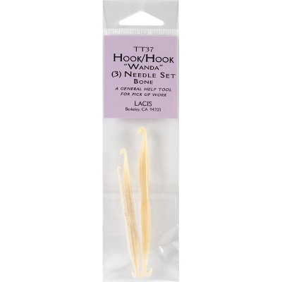 Lacis Double-Ended Bone Crochet Hooks 3/Pkg-D4/3mm - 3", F6/4mm - 3.5", J10/6mm - 4"