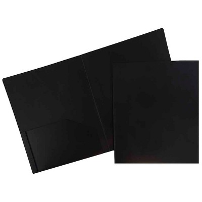 JAM Paper Heavy Duty Plastic Two-Pocket School Folders Black 108/Pack 57406B