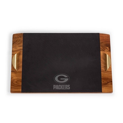 Brown Leather Tray with Gold Stripe