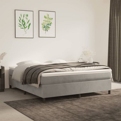 vidaXL Box Spring Bed Frame Light Gray 72 in.x83.9 in. California King Velvet