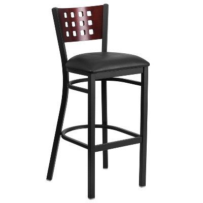 Flash Furniture Black Decorative Cutout Back Metal Restaurant Barstool