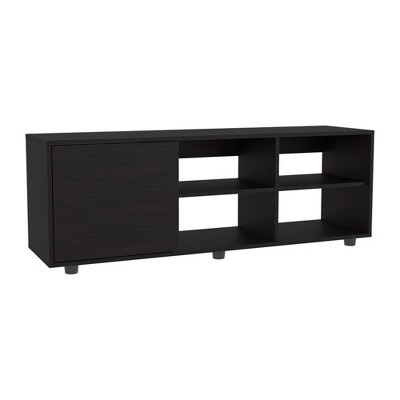 INFURNIC TV Stands and Consoles Modern Entertainment Center Media Console with Four Open Shelves and Door for Living Room, Black, 53.01"*21.01"*5.01"