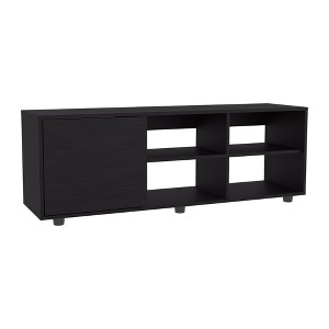 INFURNIC TV Stands and Consoles Modern Entertainment Center Media Console with Four Open Shelves and Door for Living Room, Black, 53.01"*21.01"*5.01" - 1 of 4