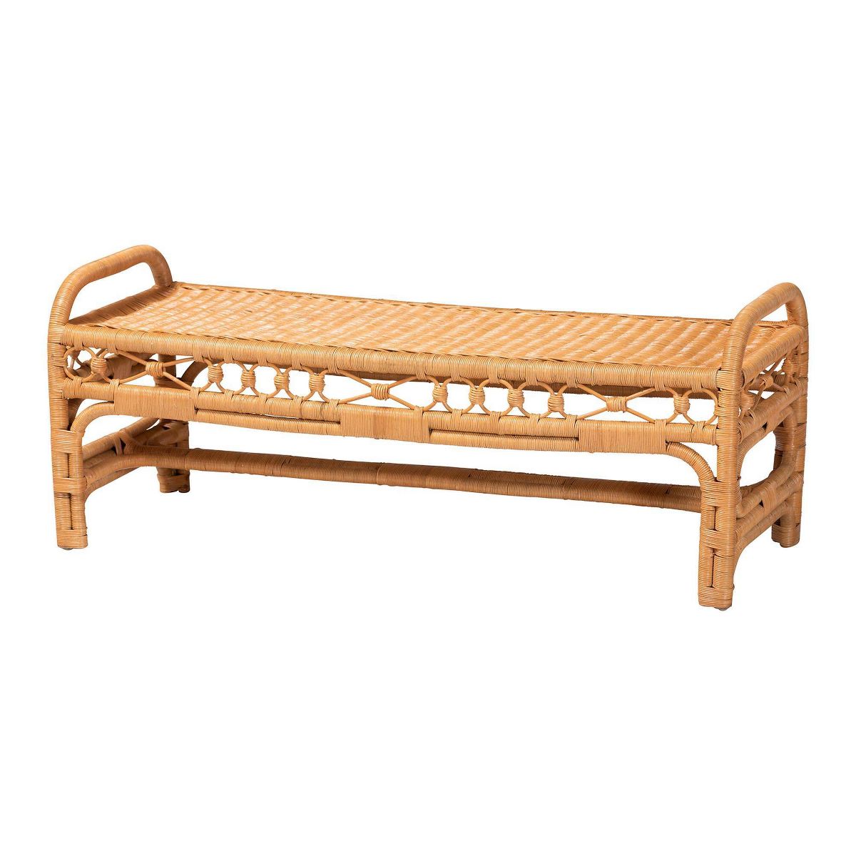 bali & pari Ayala Natural Rattan Accent Bench Brown No Assembly Required
