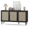 FURNIinspire Utility Storage Cabinets Modern Console Cabinet Bar Cabinet Sideboard Buffet Cabinet With 3 Rattan Doors, Black, 15.4"*59.1"*31.1" - 2 of 4