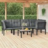vidaXL 6 Piece Patio Lounge Set Black and Gray Poly Rattan - 2 of 4