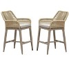 PURPLE LEAF Outdoor Rattan Bar Stools Set of 2 Modern Boho Aluminum Patio Bar Height Chair with Cushion for Garden Outdoor and Indoor - 2 of 4