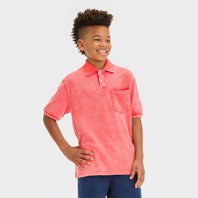 Boys' Short Sleeve Washed Polo Shirt - Art Class™ Coral Red S : Target