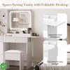 Fluted Makeup Vanity Desk with Mirror & Lights Vanity Table with Storage Stool Power Outlet 2 Drawers Large Cabinet - 3 of 4