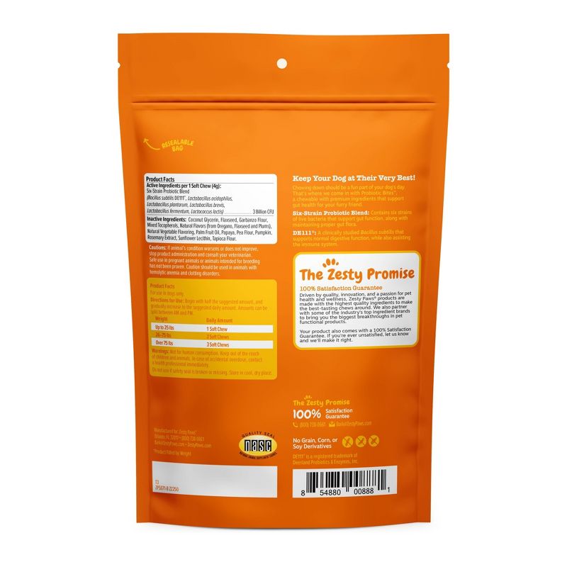 Zesty Paws Probiotic Bites for Dog Pumpkin Flavor - 60ct, 3 of 9