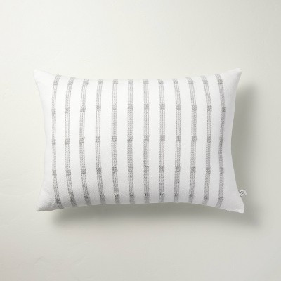 Taupe and Ivory Geo Stripe Throw Pillow by World Market