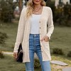 Women's Ribbed Knit Long Sleeve Cardigan Mid-Length Cardigan Open Front Sweater Coat - 2 of 4