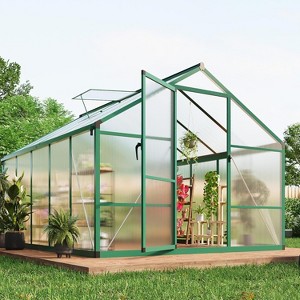 GustoWave 8×10 ft Large Walk-In Polycarbonate Greenhouse，for Outside Garden Backyard, Patio, Lawn - 1 of 4