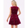 INSPIRE CHIC Women's Shiny Stars Print Sleeveless Swing Mini Velvet Dress - 4 of 4
