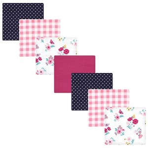 Hudson Baby Infant Girl Cotton Flannel Receiving Blankets Bundle, Butterfly Floral, One Size - 1 of 4
