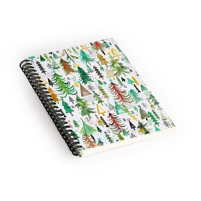 Ninola Design Colorful Christmas Trees Yuletide Spiral Notebook - Deny Designs