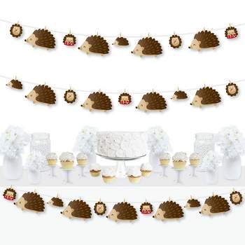 Big Dot of Happiness Forest Hedgehogs - Woodland Birthday Party or Baby Shower DIY Decorations - Clothespin Garland Banner - 44 Pieces