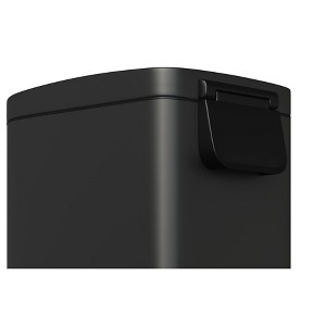 2.6 Gallon / 10 Liter Metal Bathroom Trash Can with Lid, Slim Waterproof Garbage Can for Bedroom, Small Step-on Trash Bin with Inner Bucket - 1 of 4