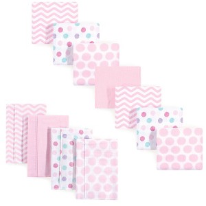 Luvable Friends Infant Girls Cotton Flannel Burp Cloths and Receiving Blankets, 11-Piece, Pink Chevron, One Size - 1 of 1