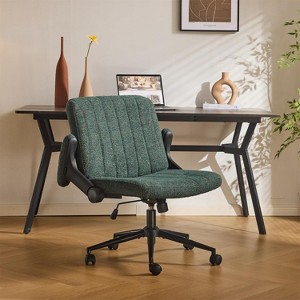 VINGLI Criss Cross Chair with Adjustable Flip-Up Arms,Cross Legged Chair with Wheels,Extra Wide Office Chair,Desk Chair,Starry Chenille - 1 of 4