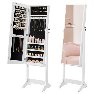 SONGMICS Mirrored Jewelry Cabinet Armoire, Standing Full Body Larger Mirror, Lockable Jewelry Organizer - 1 of 4