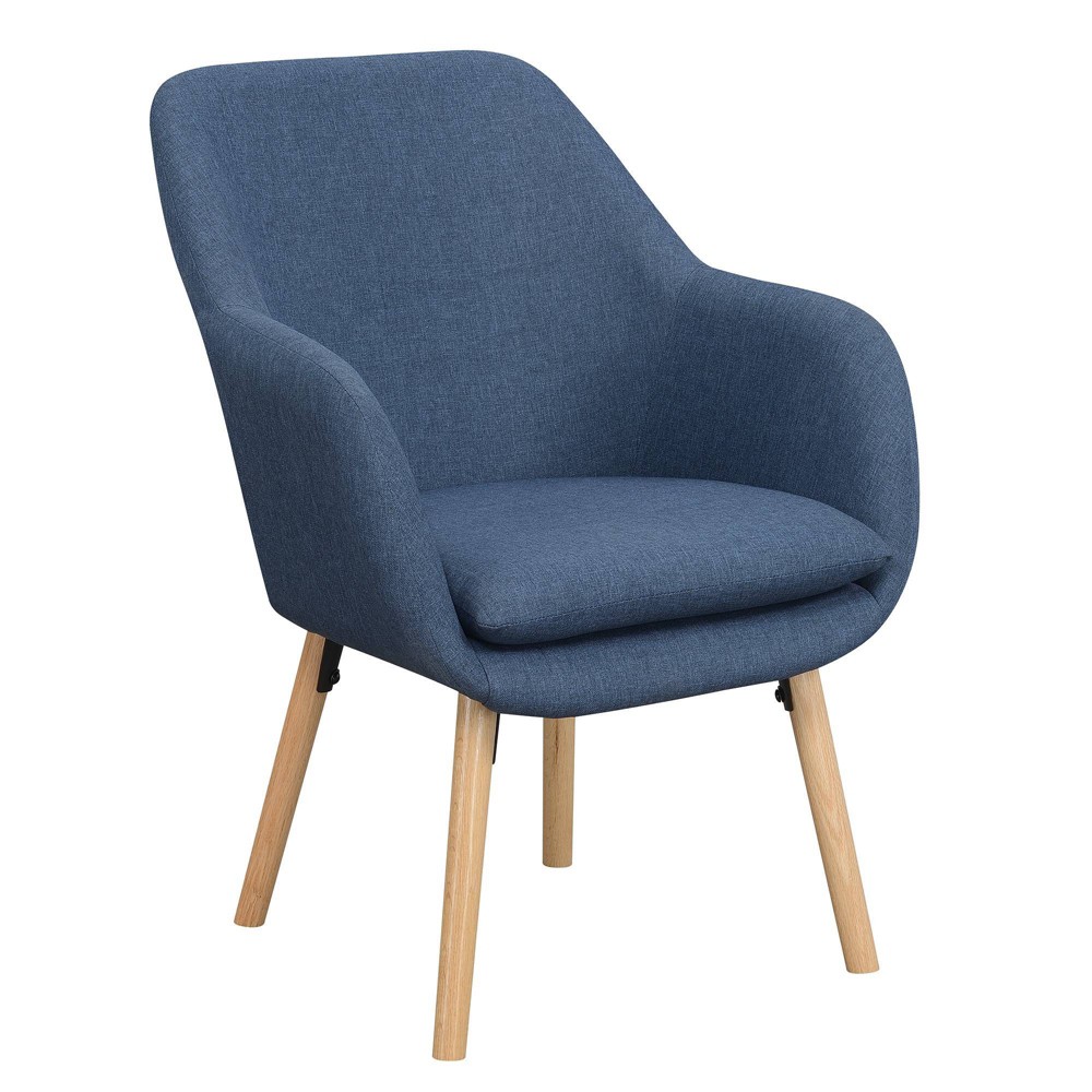 Photos - Chair Take a Seat Charlotte Wingback Upholstered Accent Armchair Denim Blue Fabr