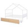 CAVINAS Full-Size Bed Frame with Storage, Full Size Bed Frame Kids, House-Shaped Metal Platform with Twin Size Trundle, Black - 3 of 4