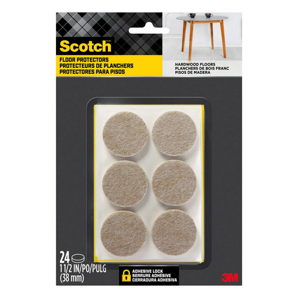 Photos - Garden & Outdoor Decoration Scotch 1.5" 24pk Felt Pads Beige