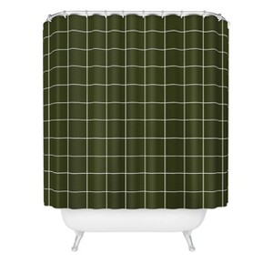 Deny Designs Summer Sun Home Art Grid Olive Green Shower Curtain - 1 of 2