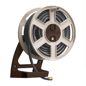 Suncast Sidewinder 100 Foot Wall Mount Garden Yard Outdoor Hose Reel, Taupe - 1 of 4