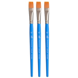 Princeton Select Artiste Flat Wash Brush, Synthetic Bristles, Short Handle Mixed Media Paintbrush, Jewel Blue, Size 1/2 inch, Pack of 3 - 1 of 4