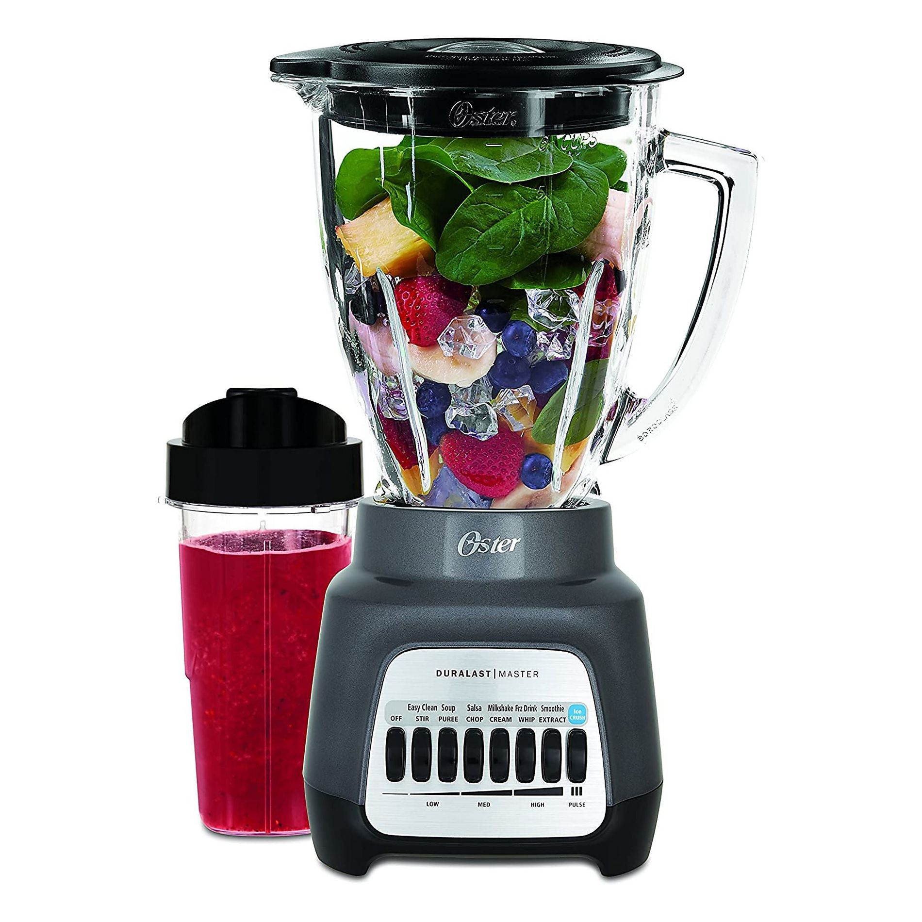 Oster 800W Glass Jar Blender with Extra To-Go Cup, Countertop Smoothie Blender