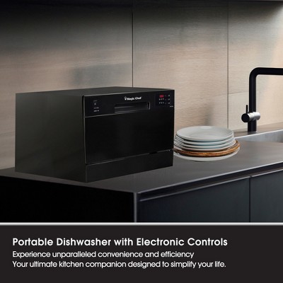 Magic Chef Black Energy Star Countertop Portable Dishwasher