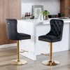 QingMoon Bar Stools, Velvet Barstools Set of 2, Adjustable Swivel Counter Height Chairs with Nailhead Trim and Button Tufted for Kitchen Island - 3 of 4