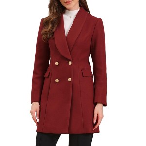 INSPIRE CHIC Women's Winter Double Breasted Lapel Neck Long Sleeve Outerwear Overcoat - 1 of 4
