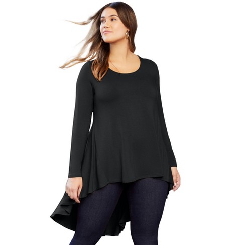 June + Vie By Roaman's Women’s Plus Size Long-sleeve High-low Tunic, 26 ...