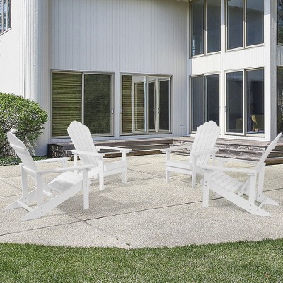 Sonkuki 4-Pack Faux Wood Adirondack Chair with High Back and Wide Seat
