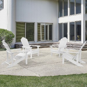 Sonkuki 4-Pack Faux Wood Adirondack Chair with High Back and Wide Seat - 1 of 4