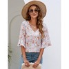 Women's Casual 3/4 Ruffled Sleeve Chiffon Blouse Tops for Women - 3 of 4