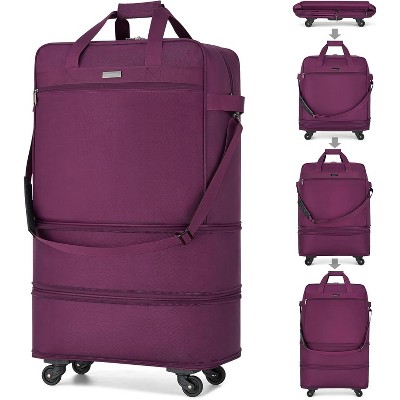 Paaaawaters Suitcases with Wheels Expandable Foldable Luggage Bag Suitcase Collapsible Rolling Travel Bag