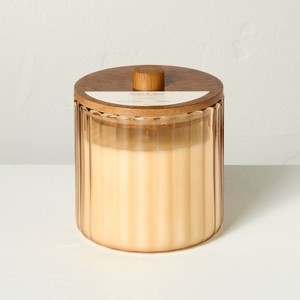 2 Wick Glass with Wooden Lid Jar Candle Cream 12oz - Hearth & Hand™ with Magnolia - 1 of 3