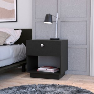 Gulches Storage Shelf and Drawer Accent Table Large Top Surface , , , 18.5"W x 15.7"D , Easy Pull Drawer, Decor Display Shelf - 1 of 4