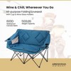 Arrowhead Outdoor Portable Folding Double Duo Camping Chair Loveseat Couch w/ 2 Cup & Wine Glass Holder, Supports up to 500lbs (Ocean Blue) - 2 of 4