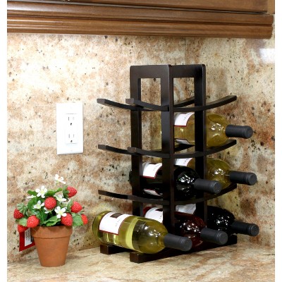 Oceanstar 12-Bottle Dark Espresso Bamboo Wine Rack