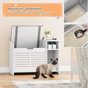 Cat Litter Box Enclosure – Hidden Litter Box Cabinet with Top Opening, Cushion, and Storage | Stylish Privacy Cat Litter Furniture - 1 of 4