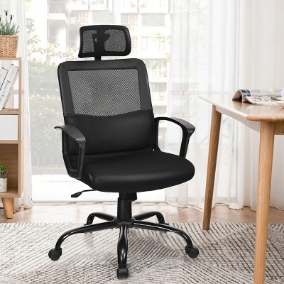 Costway Mesh Office Chair High Back Ergonomic Swivel Chair W/ Lumbar  Support & Headrest : Target