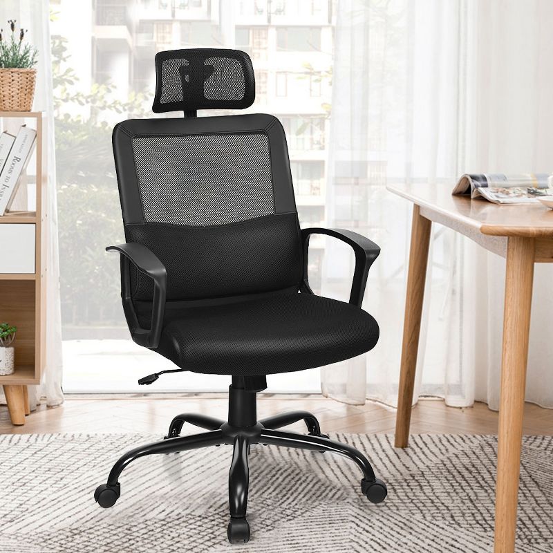 Costway Mesh Office Chair High Back Ergonomic Swivel Chair w/ Lumbar Support & Headrest, 1 of 10
