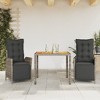 vidaXL Patio Dining Set with Cushions Outdoor Garden Furniture Poly Rattan - 3 Piece Gray 35.4" Table Length 2 Items - 2 of 4