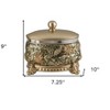 HomeRoots 10" Gold Green And Silver Resin Floral Scroll Jewelry Box With Metal Accents - 3 of 4