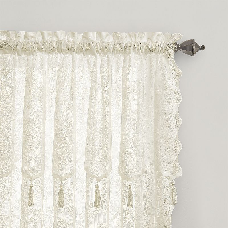 Kate Aurora Shabby Chic Lace Single Curtain Panel With An Attached Valance, 2 of 4